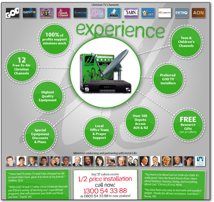 Experience Instal-Life Christian Satellite TV.